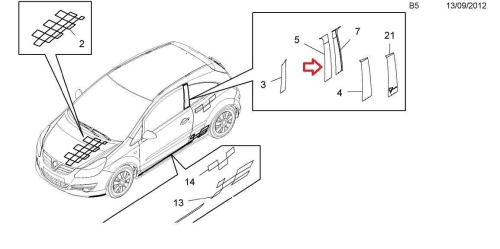 Naklejka czarna na drzwi przód Opel Corsa D, Corsa E