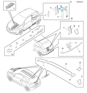 Naklejka czarna na drzwi tył Opel Corsa D