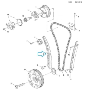 Prowadnica łańcucha rozrządu Opel Adam 