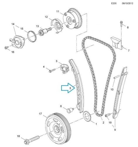 Prowadnica łańcucha rozrządu Opel Adam