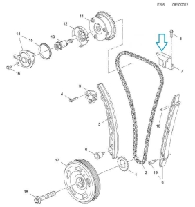 Prowadnica łańcucha rozrządu Opel Adam 