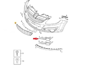 Kratka zderzaka lewa Opel Corsa D