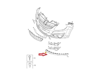 Spoiler zderzaka lewy Opel Corsa D