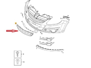 Kratka zderzaka środkowa Opel Corsa D