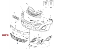Kratka środkowa zderzaka przód Opel Corsa D od 