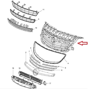 Szkielet kraty wlotu powietrza Opel Insignia