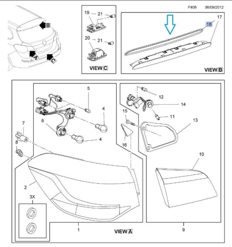 Uszczelka 3-ciego światła stopu Astra J Kombi