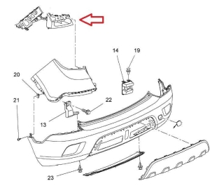 Wspornik zderzaka tylnego lewy Opel Mokka