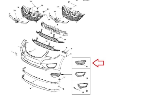 Kratka światła przecimgielnego lewa Opel Karl