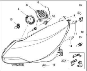 Reflektor lewy Corsa D