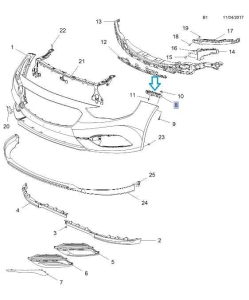 Prowadnica przedniego zderzaka Insignia B