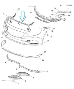 Wspornik wzmocnienie czołowe przedniego zderzaka Insignia B