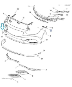 Klapka ucha holowniczego przedniego zderzaka Insignia B