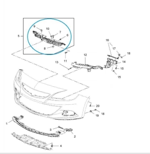 Wspornik przedniego zderzaka Astra J GTC
