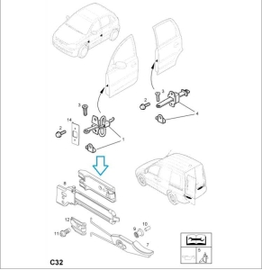 Ogranicznik drzwi tylnych Combo C