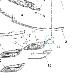 Nakrętka montażowa przedniej kratki halogenu
