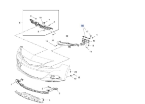Wspornik górny ślizgu zderzaka przód Astra J GTC