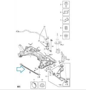 Drążek usztywniający ramę zawieszenia Corsa D