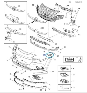 Ślizgi przedniego zderzaka Corsa E