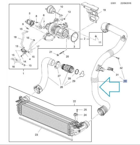 Przewód wylotowy intercoolera Astra K