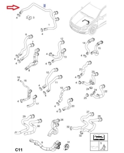Wąż nagrzwnicy wylot wody Astra H