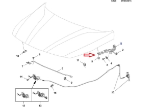 Zawias maski silnika Astra K lewy