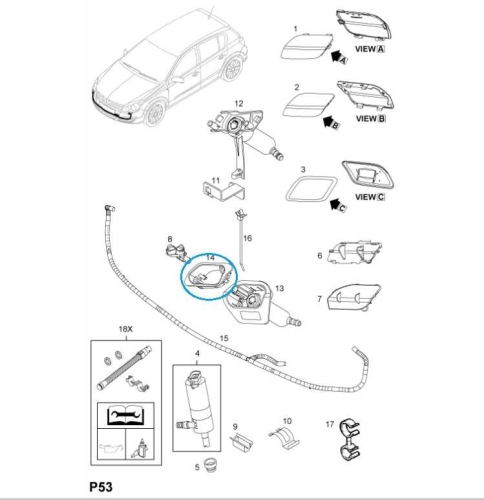 Element mocujący spryskiwacza reflektora Astra H