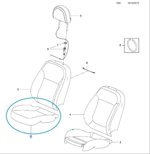 Pokrycie tapicerskie siedzenia przedniego Insignia A