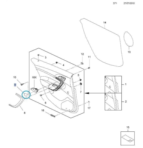 Zaślepka klamki tylnych drzwi Insignia A