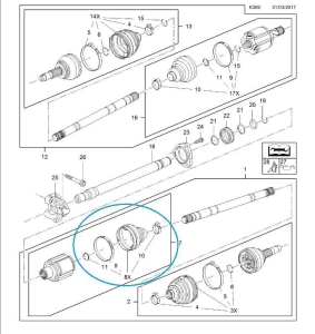 Zestaw koszulki ochronnej półosi prawej Mokka