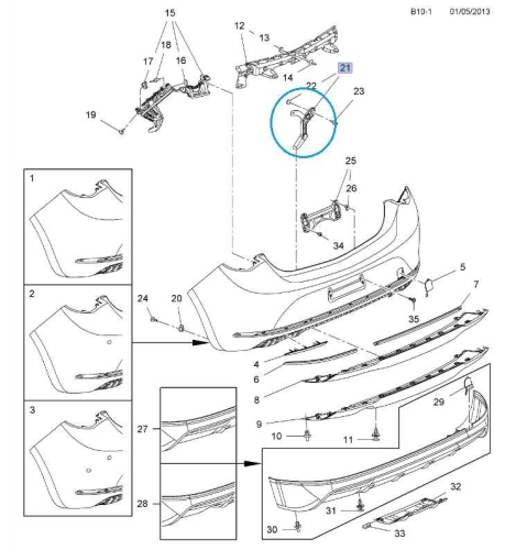 Wspornik zderzaka tylnego Astra J