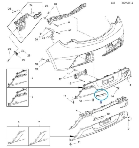 Odblask zderzaka tylnego Astra J GTC