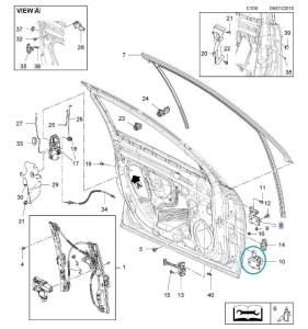 Dolny lewy zawias przednich drzwi Insignia A