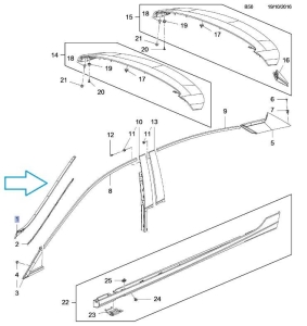 Listwa szyby przedniej lewa Astra K 