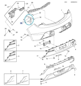 Wspornik zderzaka tylnego Astra J GTC