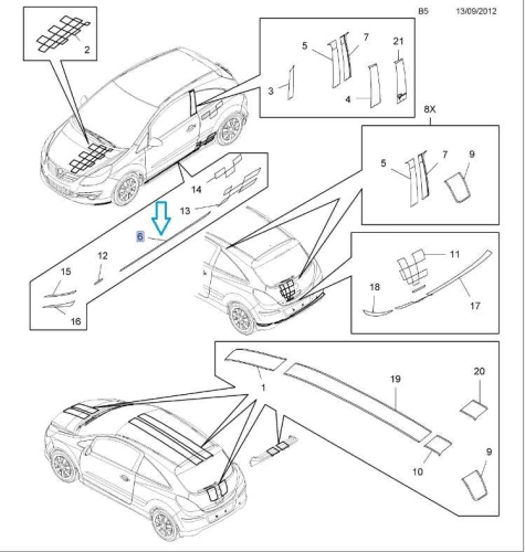 Pas ozdobny drzwi przednich Corsa D