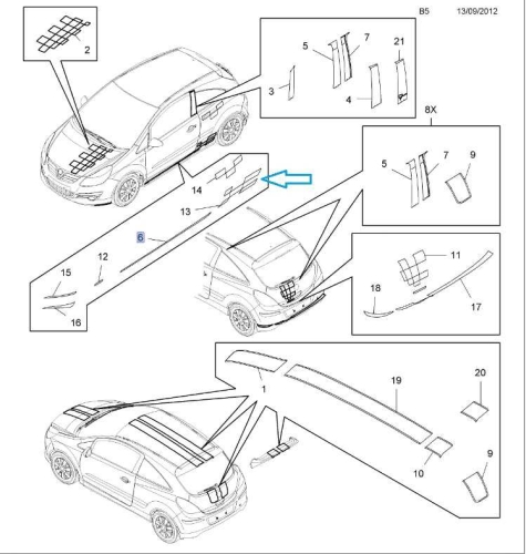 Pas ozdobny błotnika Corsa D