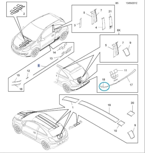 Pas ozdobny narożnika zderzaka Corsa D