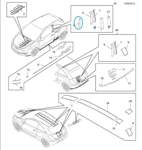 Pas ozdobny drzwi przednich Corsa D 3D
