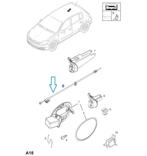 Linka otwierania klapki wlewu paliwa Astra H