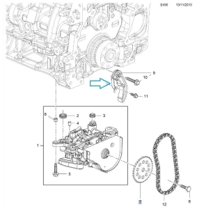 Napinacz łańcucha pompy olejowej 