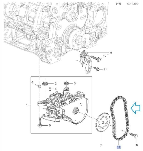 Łańcuch pompy olejowej