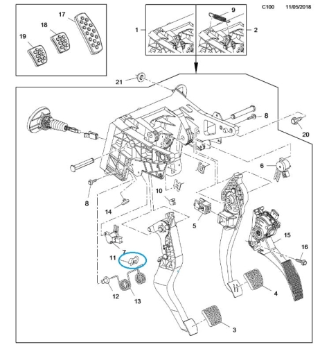 Tuleja pedału sprzęgła Astra K