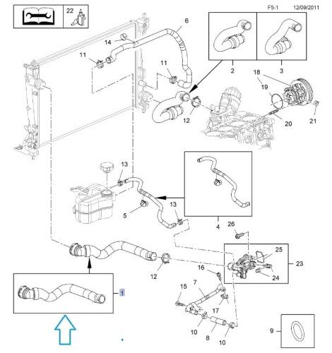 Przewód wodny wlotowy Corsa D