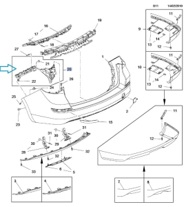 Ślizg zderzaka tylnego Astra J 