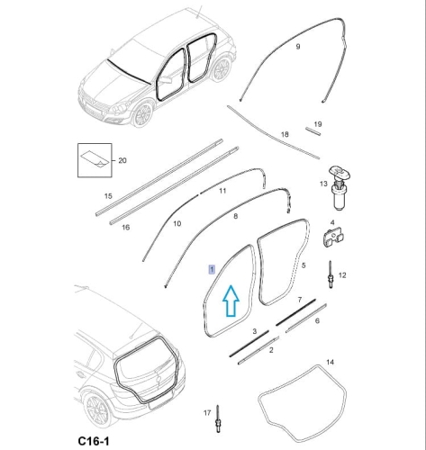 Uszczelka drzwi przednich Astra H