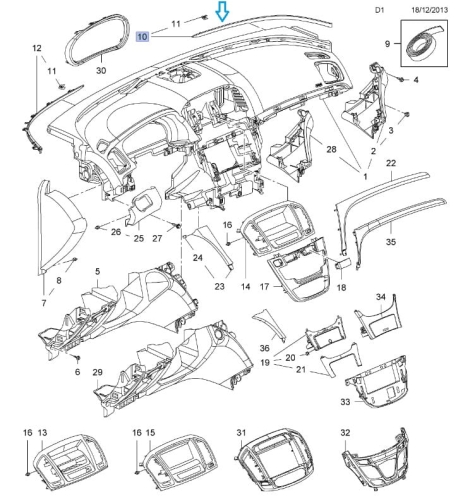 Wypraska górna konsoli przyrządów Insignia A
