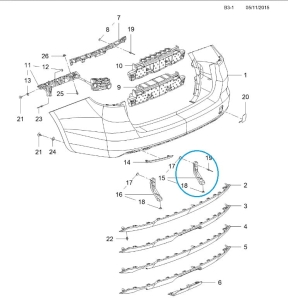 Wspornik tylnego zderzaka Astra K Kombi prawy