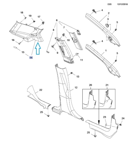 Wykończenie słupka tylnego Mokka X
