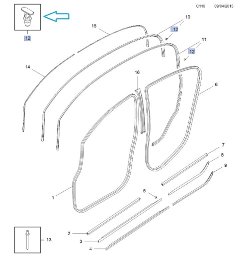 Spinka uszczelki drzwi Corsa E